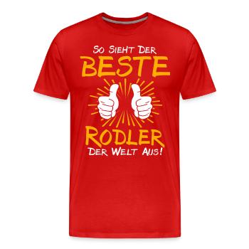 Idée cadeau lugeur - T-shirt bio Premium Homme - rouge - Devant - Damien (186cm)