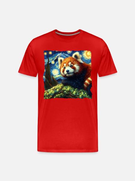 Red Panda Starry Night - Men's Premium Organic T-Shirt - red