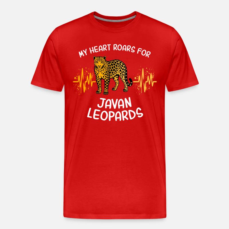 Java Leopard Herzlinie - Männer Premium Bio T-Shirt - Rot