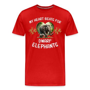 Zwergelefant Herzlinie - Männer Premium Bio T-Shirt - Rot - Vorne - Damien (186cm)