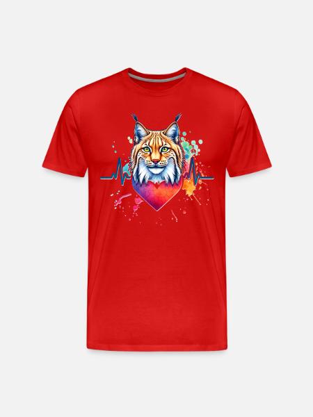 Iberischer Luchs EKG - Männer Premium Bio T-Shirt - Rot