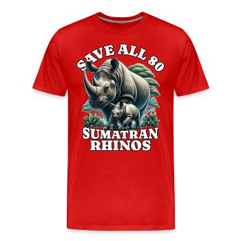 Save Rhino Nashorn - Männer Premium Bio T-Shirt - Rot - Vorne - Damien (186cm)