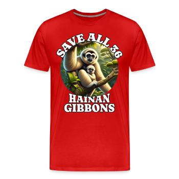 Gibbon Save Schopfgibbon - Männer Premium Bio T-Shirt - Rot - Vorne - Damien (186cm)