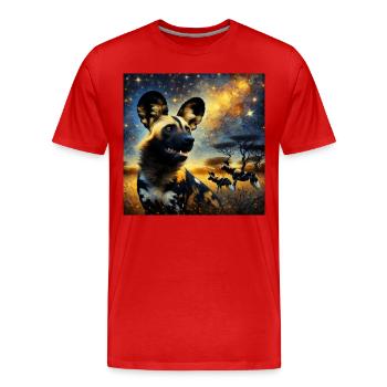 Chien sauvage africain Nuit étoilée - T-shirt bio Premium Homme - rouge - Devant - Damien (186cm)