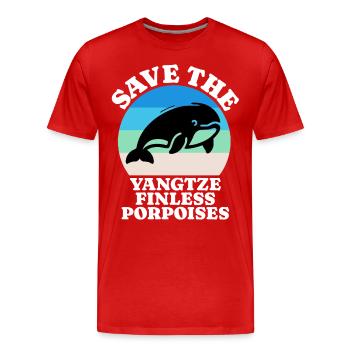 Dauphin lisse du fleuve Yangtze - T-shirt bio Premium Homme - rouge - Devant - Damien (186cm)