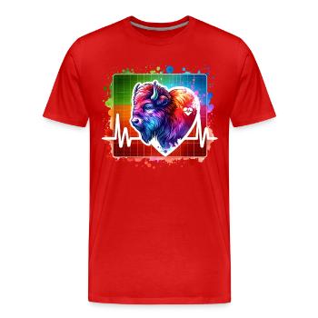 Bison Prairie Bison ECG - Men's Premium Organic T-Shirt - red - Front - Damien (186cm)