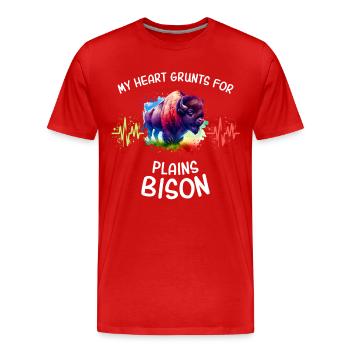 Ligne de cœur de bison des prairies - T-shirt bio Premium Homme - rouge - Devant - Damien (186cm)