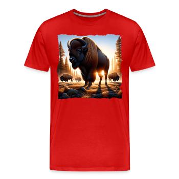 Bison Bison des prairies - T-shirt bio Premium Homme - rouge - Devant - Damien (186cm)