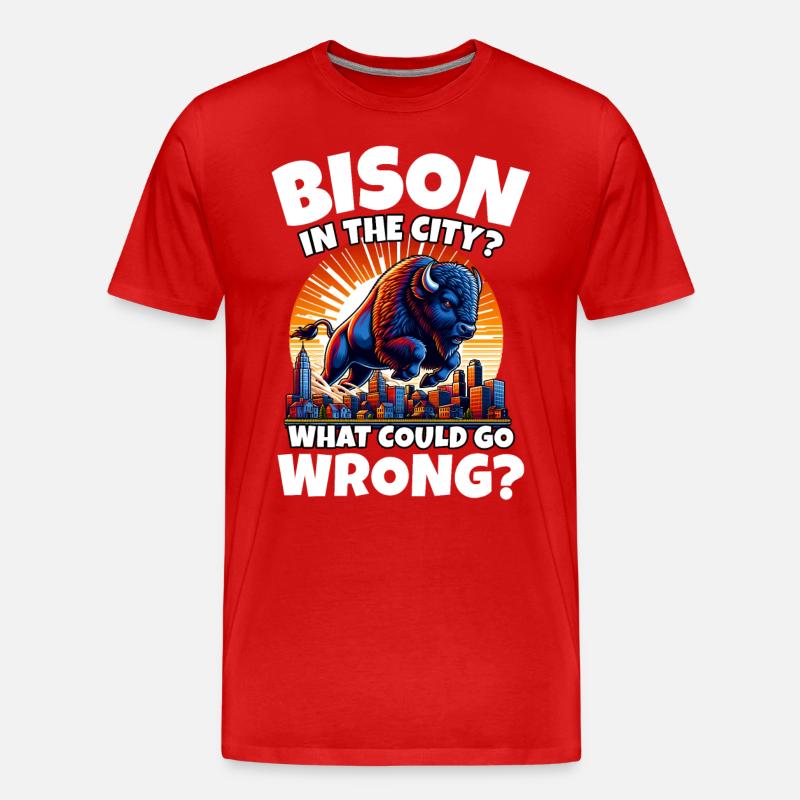 Büffel Stadt Bison - Männer Premium Bio T-Shirt - Rot