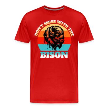 Dictons amusants de buffle - T-shirt bio Premium Homme - rouge - Devant - Damien (186cm)