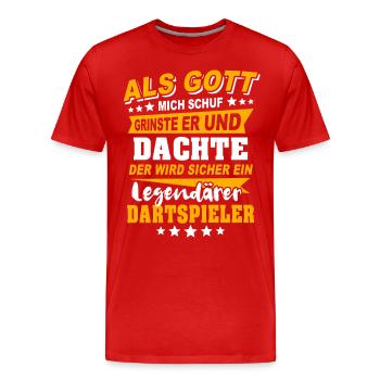 Darts Player Darts - Men's Premium Organic T-Shirt - red - Front - Damien (186cm)