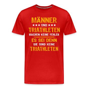 Triathlet Triathlon - Männer Premium Bio T-Shirt - Rot - Vorne - Damien (186cm)