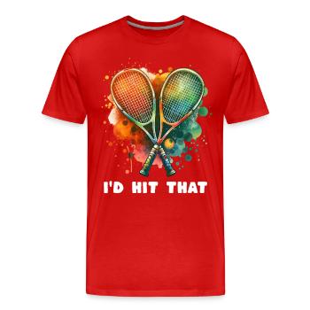 Dictons sur le squash - T-shirt bio Premium Homme - rouge - Devant - Damien (186cm)