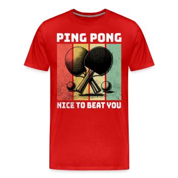 Ping Pong Tischtennis - Männer Premium Bio T-Shirt - Rot - Vorne - Damien (186cm)