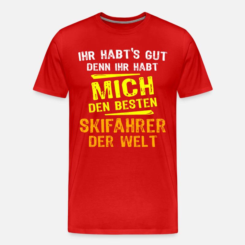 Skifahrer Geschenk - Männer Premium Bio T-Shirt - Rot
