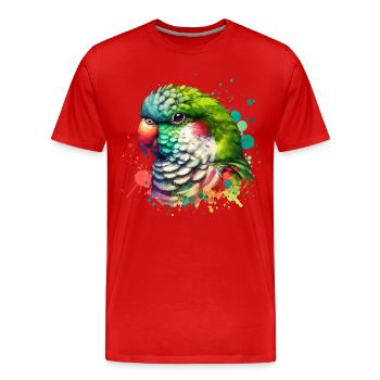Monk Parakeet Motif - Men's Premium Organic T-Shirt - red - Front - Damien (186cm)