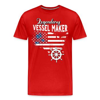 Constructeurs navals US - T-shirt bio Premium Homme - rouge - Devant - Damien (186cm)