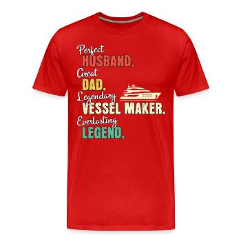 Papa constructeur naval - T-shirt bio Premium Homme - rouge - Devant - Damien (186cm)