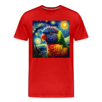 Rainbow Lorikeet Starry Night - Men's Premium Organic T-Shirt - red - Front - Damien (186cm)