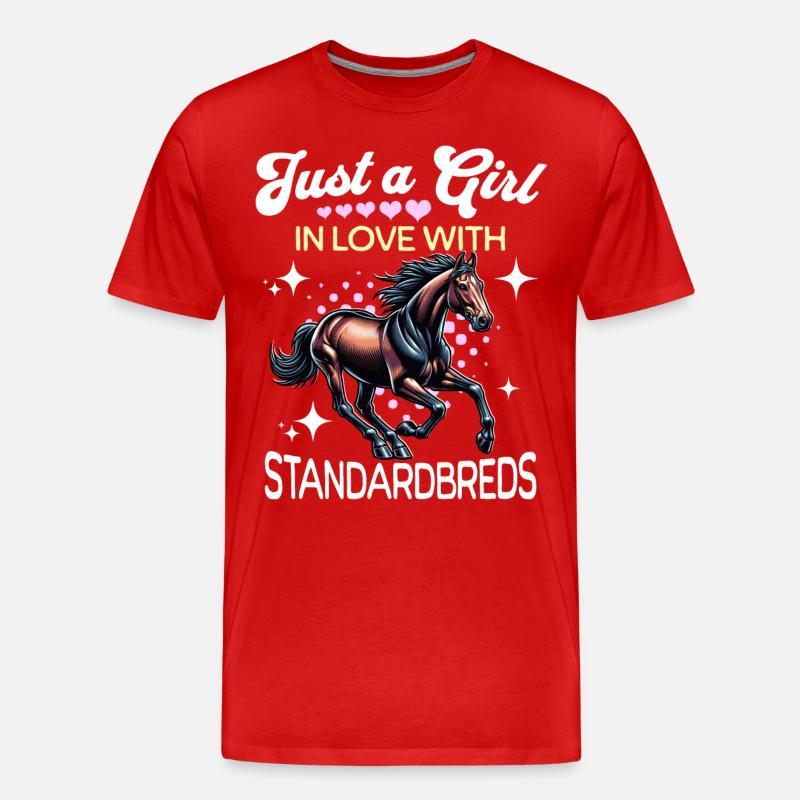 Traber Mädchen Standardbred - Männer Premium Bio T-Shirt - Rot