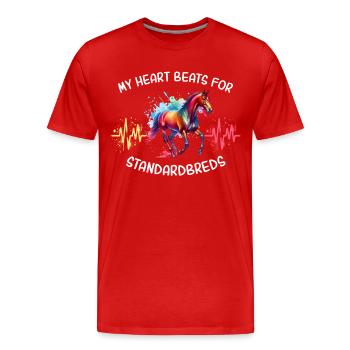 Trotter Heartline Cheval - T-shirt bio Premium Homme - rouge - Devant - Damien (186cm)