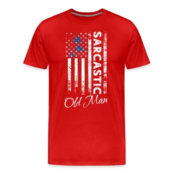 Vieil homme sarcastique - T-shirt bio Premium Homme - rouge - Devant - Damien (186cm)