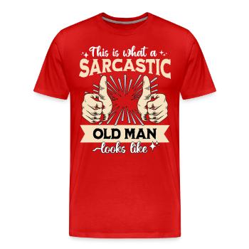 Sarcastique du vieil homme Sarcasme - T-shirt bio Premium Homme - rouge - Devant - Damien (186cm)
