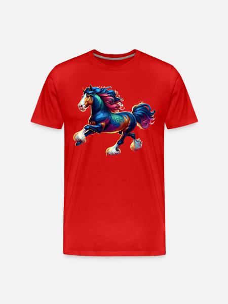 Cheval Shire Pferd - T-shirt bio Premium Homme - rouge