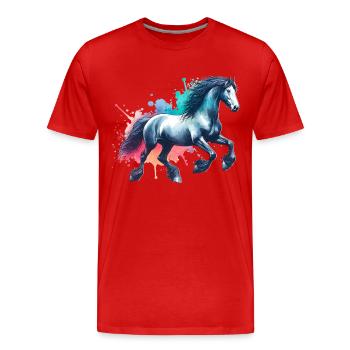 Cheval Frison Friesenpferd Pferd - T-shirt bio Premium Homme - rouge - Devant - Damien (186cm)