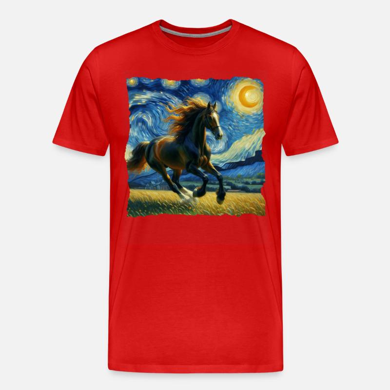 Irisches Zugpferd Starry Night - Männer Premium Bio T-Shirt - Rot