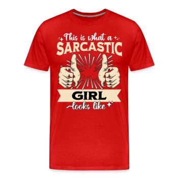 Sarcastique Fille Sarcastique - T-shirt bio Premium Homme - rouge - Devant - Damien (186cm)