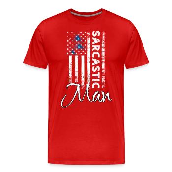 Sarcastic Man - Men's Premium Organic T-Shirt - red - Front - Damien (186cm)