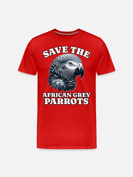 Graupapagei Save Grey Parrot - Männer Premium Bio T-Shirt - Rot