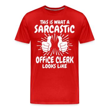 Sarkastischer Büroarbeiter - Männer Premium Bio T-Shirt - Rot - Vorne - Damien (186cm)