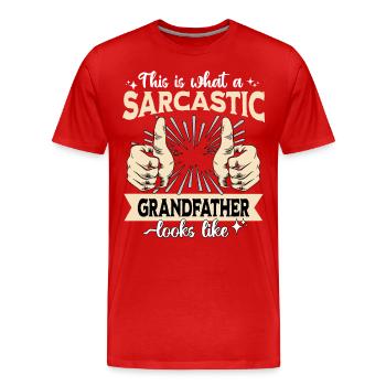 Sarcastique : le grand-père sarcastique - T-shirt bio Premium Homme - rouge - Devant - Damien (186cm)