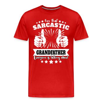 Sarcastique : le grand-père sarcastique - T-shirt bio Premium Homme - rouge - Devant - Damien (186cm)