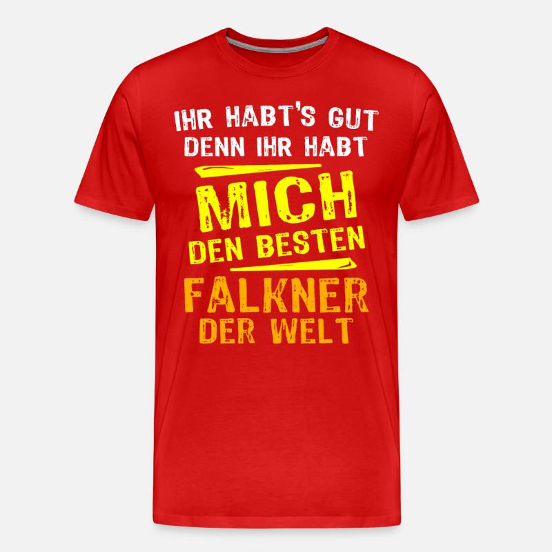 Falkner Geschenk - Männer Premium Bio T-Shirt - Rot