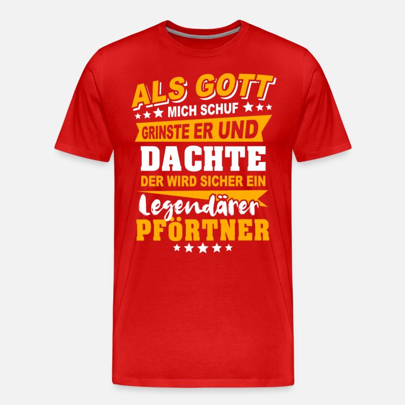 Pförtner Sprüche - Männer Premium Bio T-Shirt - Rot