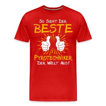 Idée cadeau pyrotechnicien - T-shirt bio Premium Homme - rouge - Devant - Damien (186cm)