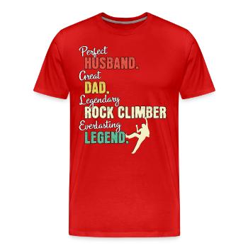 Papa grimpeur - T-shirt bio Premium Homme - rouge - Devant - Damien (186cm)