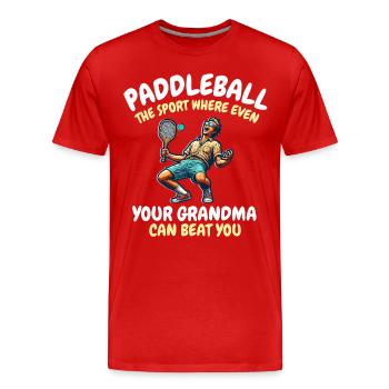 Drôle de dicton de paddleball - T-shirt bio Premium Homme - rouge - Devant - Damien (186cm)