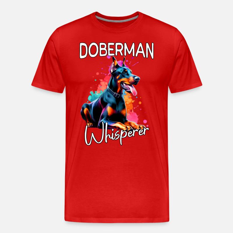 Dobermann Flüsterer - Männer Premium Bio T-Shirt - Rot