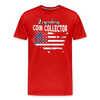 Collectionneur de pièces de monnaie US - T-shirt bio Premium Homme - rouge - Devant - Damien (186cm)