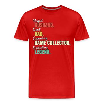 Papa collectionneur de jeux - T-shirt bio Premium Homme - rouge - Devant - Damien (186cm)