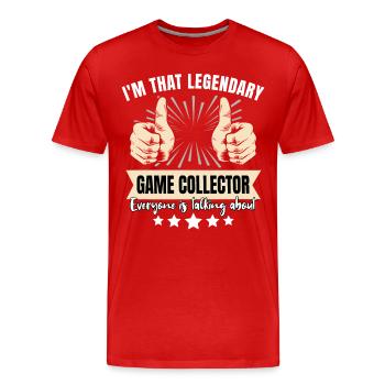Collectionneur de jeux légendaires - T-shirt bio Premium Homme - rouge - Devant - Damien (186cm)