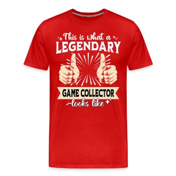 Collectionneur de jeux légendaires - T-shirt bio Premium Homme - rouge - Devant - Damien (186cm)