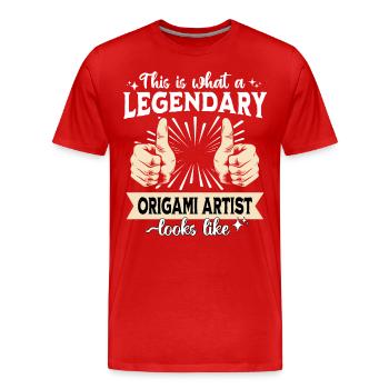 Origami légendaire - T-shirt bio Premium Homme - rouge - Devant - Damien (186cm)