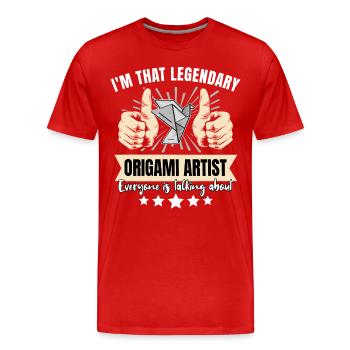 Origami légendaire - T-shirt bio Premium Homme - rouge - Devant - Damien (186cm)