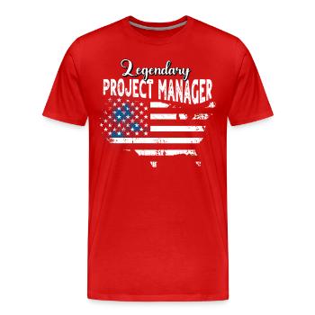 Chef de projet US - T-shirt bio Premium Homme - rouge - Devant - Damien (186cm)