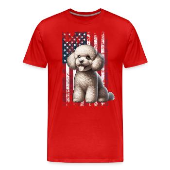 Caniche US Pudel - T-shirt bio Premium Homme - rouge - Devant - Damien (186cm)